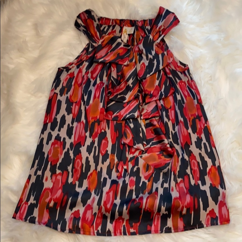 Adiva Sleeveless Ruffle Front Blouse Size Small